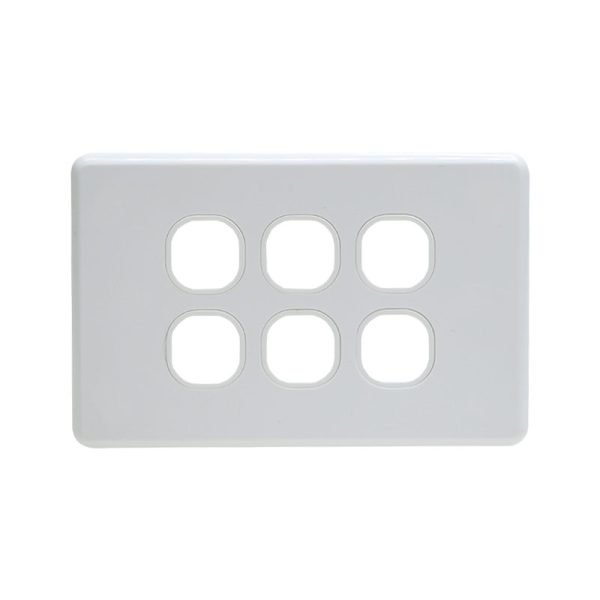 Grid Plate 6 Gang - White