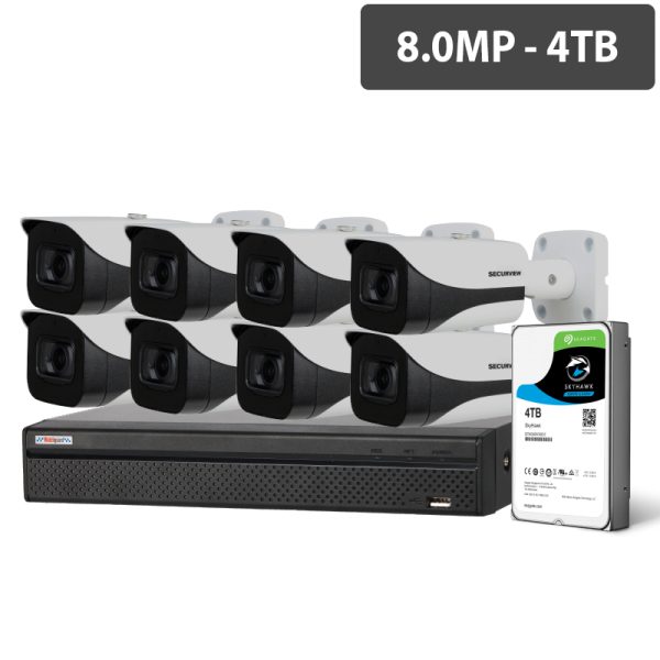 Compact 16 Channel 8.0MP HDCVI Surveillance Kit (8 x Fixed Cameras