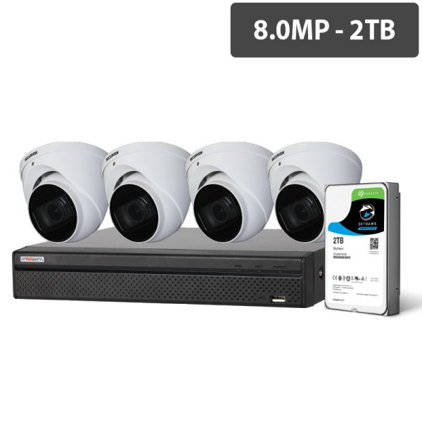 Compact 8 Channel 8.0MP HDCVI Surveillance Kit (4 x Motorised Cameras