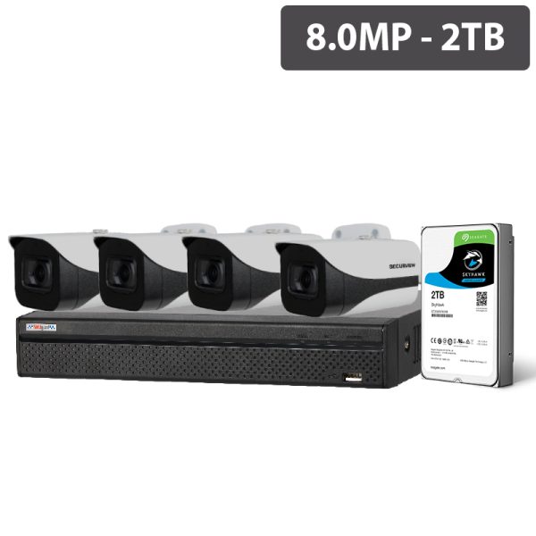 Compact 8 Channel 8.0MP HDCVI AI Surveillance Kit (4 x Fixed Cameras