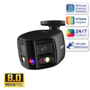 Professional AI Series 8.0MP 180ø Active Deterrence Bullet (Black)