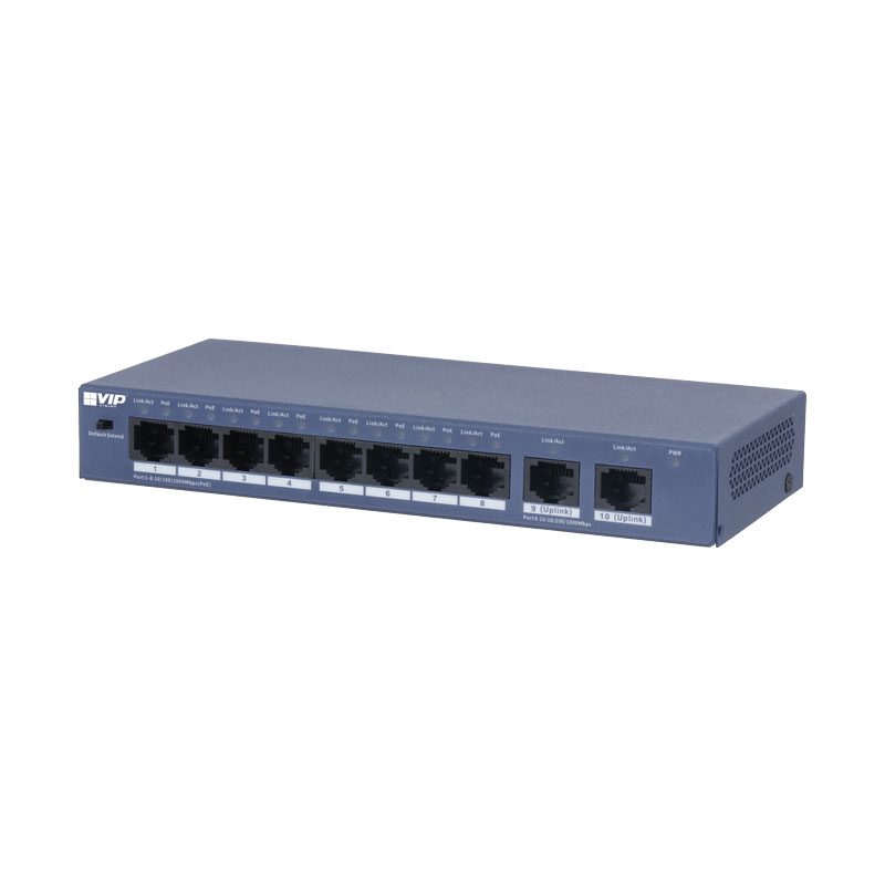 VIP Vision Unmanaged 8-Port (100M) PoE Switch with 2-Port Uplink (1000M) - Image 2