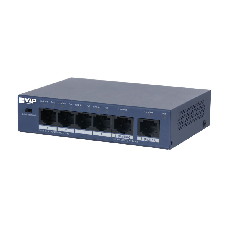 VIP Vision Unmanaged Gigabit 4-Port PoE Switch with 2-Port Uplink (1000M) - Image 2