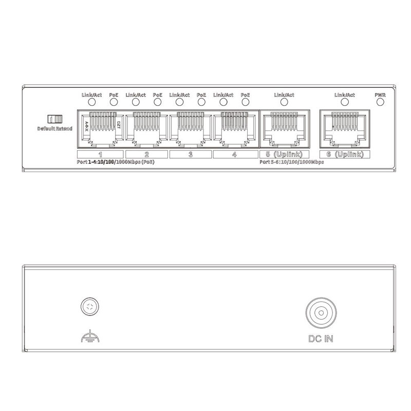 VIP Vision Unmanaged Gigabit 4-Port PoE Switch with 2-Port Uplink (1000M) - Image 4